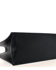 Calfskin Macro Cannage Medium Book Tote Black