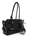 Antiqued Calfskin Triangle Medium Bonnie Shoulder Bag Black