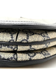GG Supreme Monogram Textured Dollar Calfskin Web Medium Blondie Top Handle Shoulder Flap Bag Beige Blue