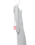 Lambskin Quilted Trendy Mini Vanity Case With Chain Pale Pink