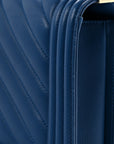 Lambskin Chevron Quilted New Medium Boy Flap Blue