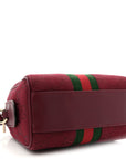 GG Supreme Monogram Textured Dollar Calfskin Web Super Mini Ophidia Top Handle Bowler Bag Rosso Ancora