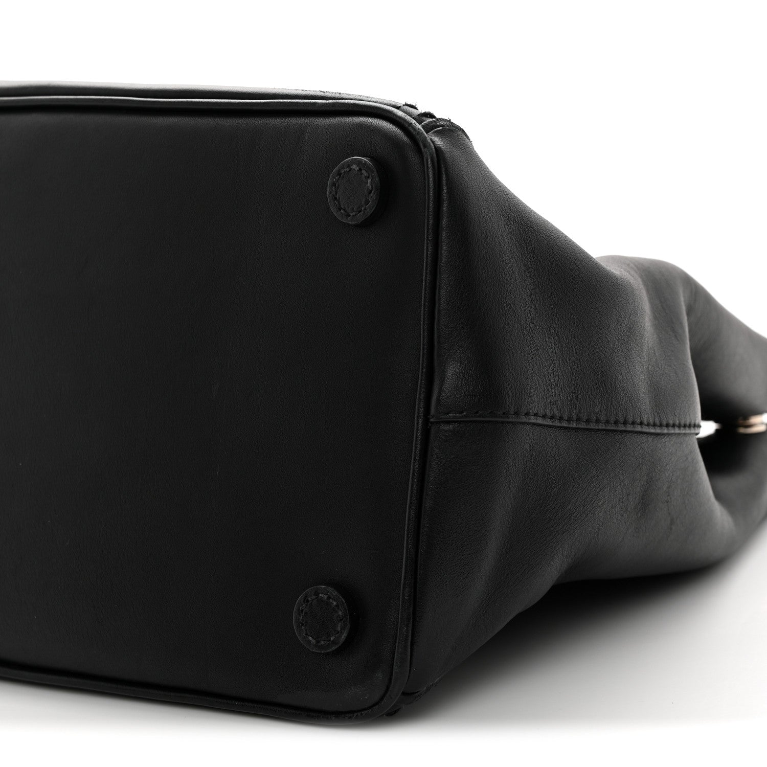 City Calf Hand Stitched Large Galleria Double Zip Tote Black