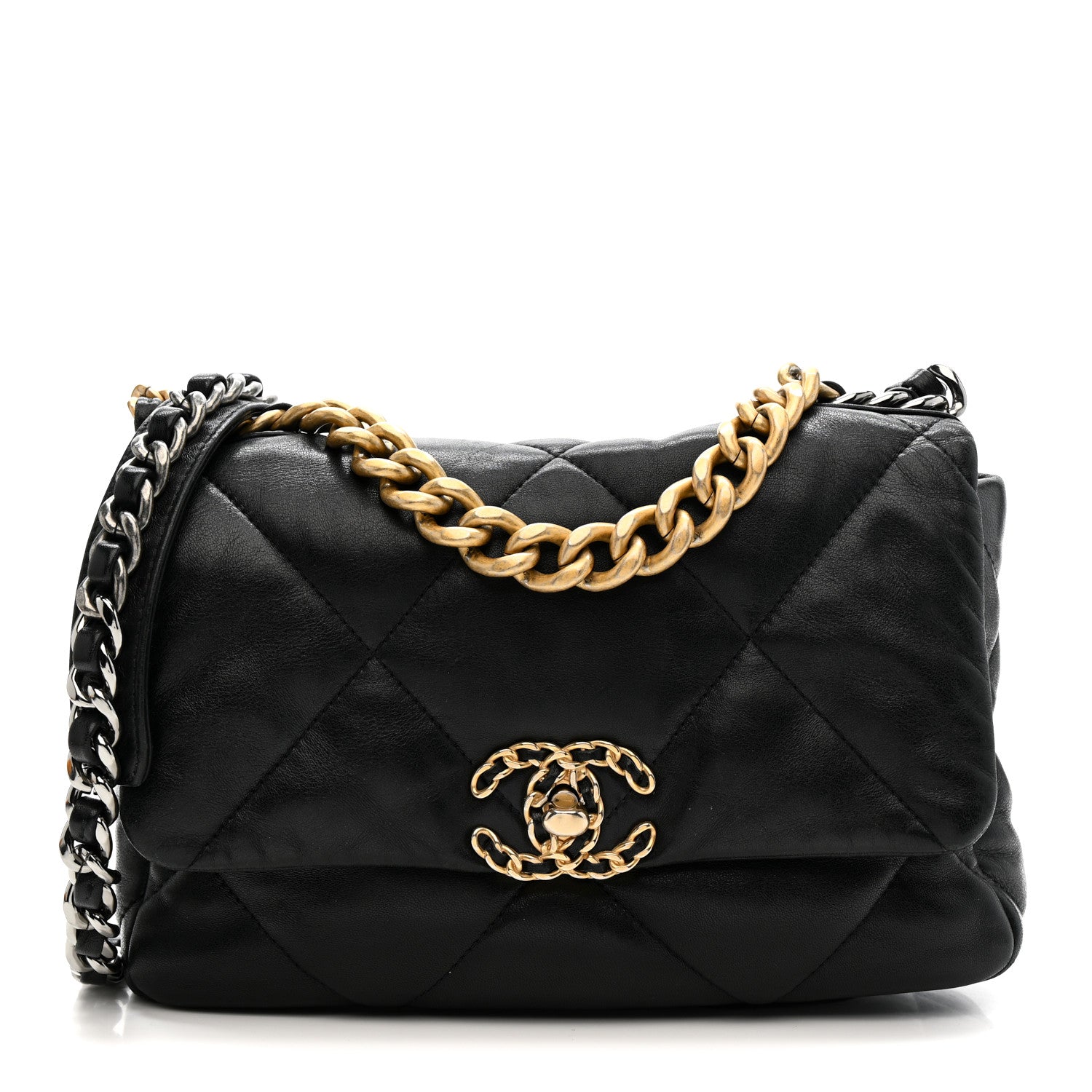 Lambskin Quilted Medium CHNL 19 Flap Black