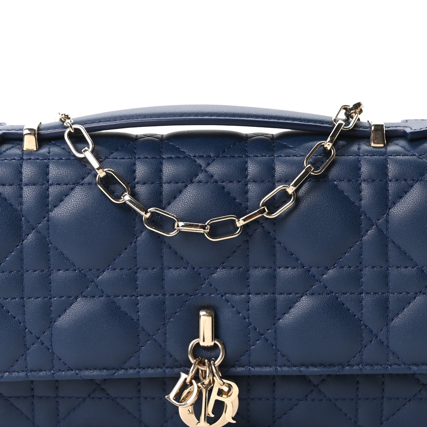 Lambskin Cannage Mini My D1OR Bag Deep Ocean Blue