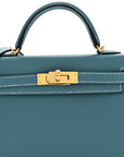 Epsom Mini Kelly Sellier 20 New Blue Jean