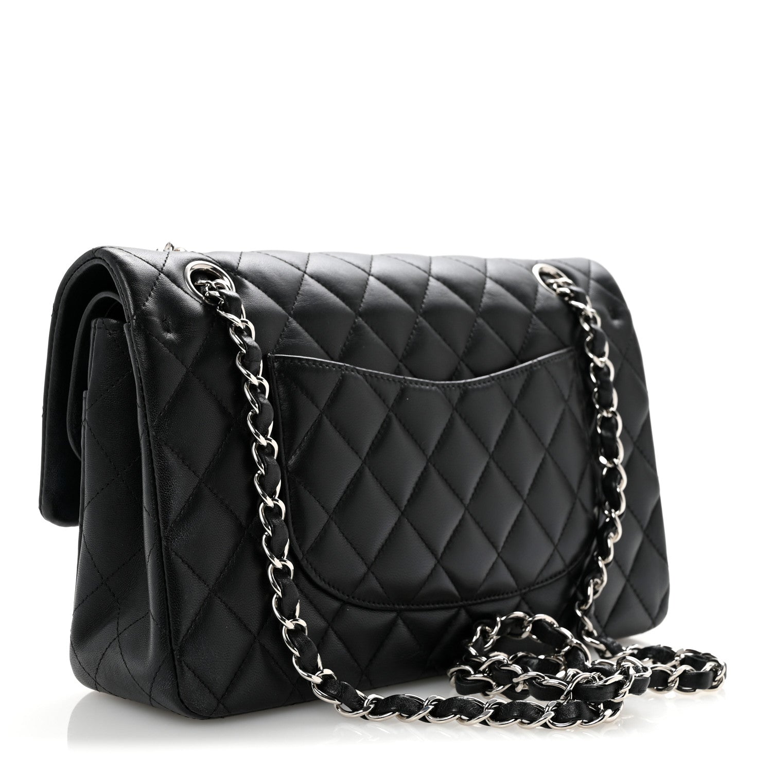 Lambskin Quilted Medium Double Flap Black