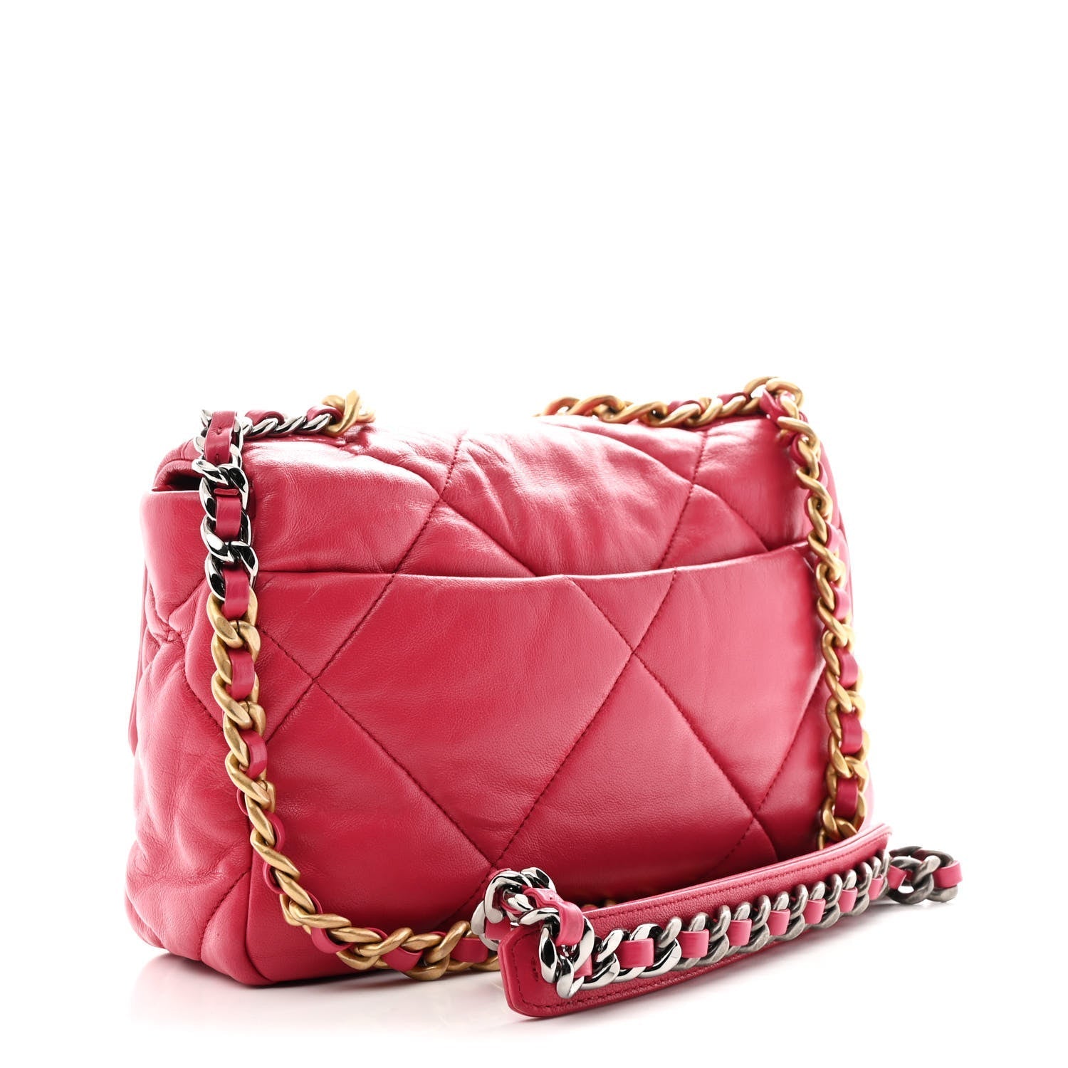 Lambskin Quilted Medium CHNL 19 Flap Dark Pink