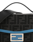 Recycled Fabric Jacquard Vitello King FF 1974 Baguette Soft Trunk Asfalto Black Fiordaliso
