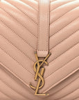 Sheepskin Matelasse Chevron Monogram Medium College Bag Rose Poudre