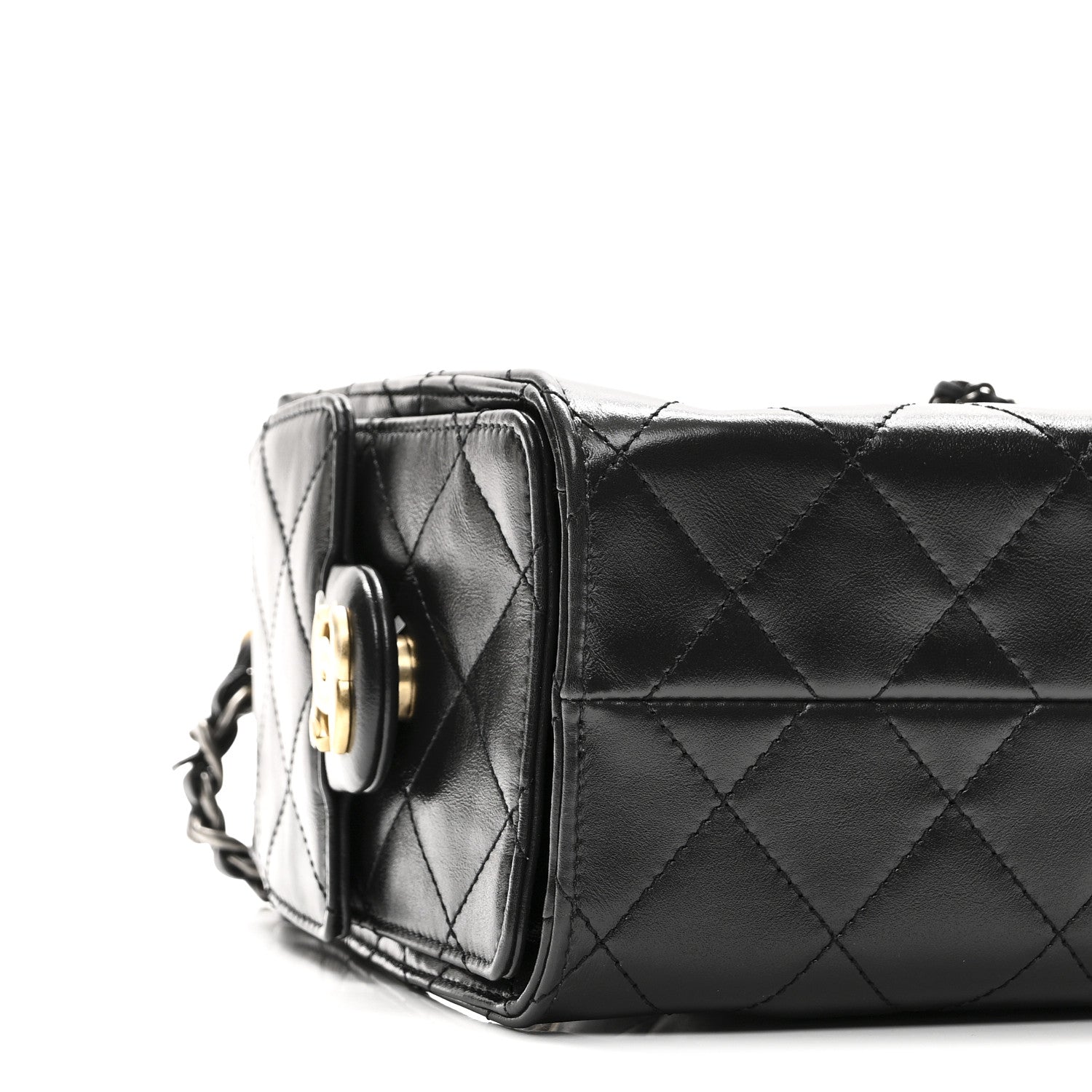 Shiny Crumpled Quilted Mini CHNL 25 Handbag Black