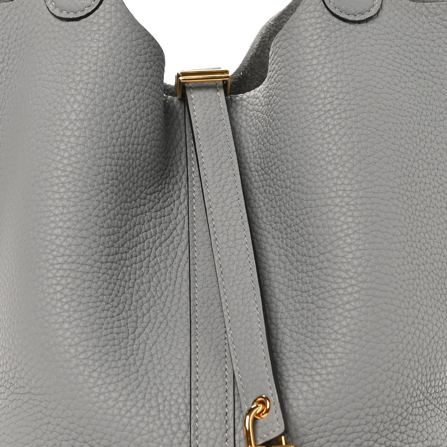 Taurillon Clemence Picotin Lock 22 MM Gris Pantin