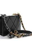 Lambskin Quilted CHNL 19 Wallet On Chain WOC Black