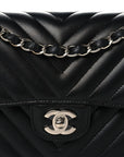 Lambskin Chevron Quilted Small Double Flap Black