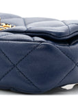Goatskin Quilted CHNL 19 Waist Bag Dark Blue