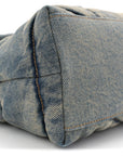 Denim Quilted Small Loulou Puffer Monogram Chain Satchel Blue Cinnamon