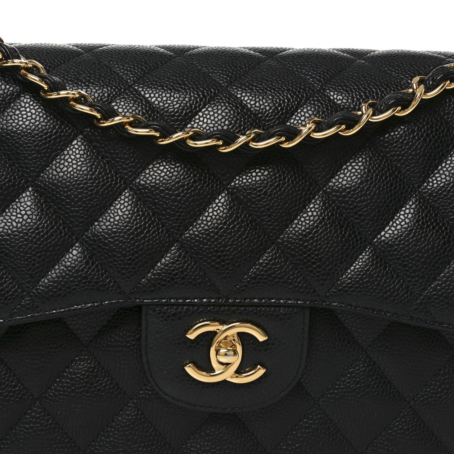 Caviar Quilted Jumbo Double Flap Black