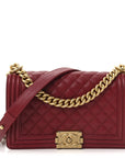 Caviar Quilted Medium Boy Flap Burgundy