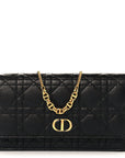 Supple Calfskin Cannage Caro Belt Pouch with Chain  Black