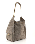 Suede Quilted Medium CHNL 25 Handbag Grey