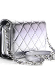 Metallic Lambskin Like A Wallet Flap Silvery Black