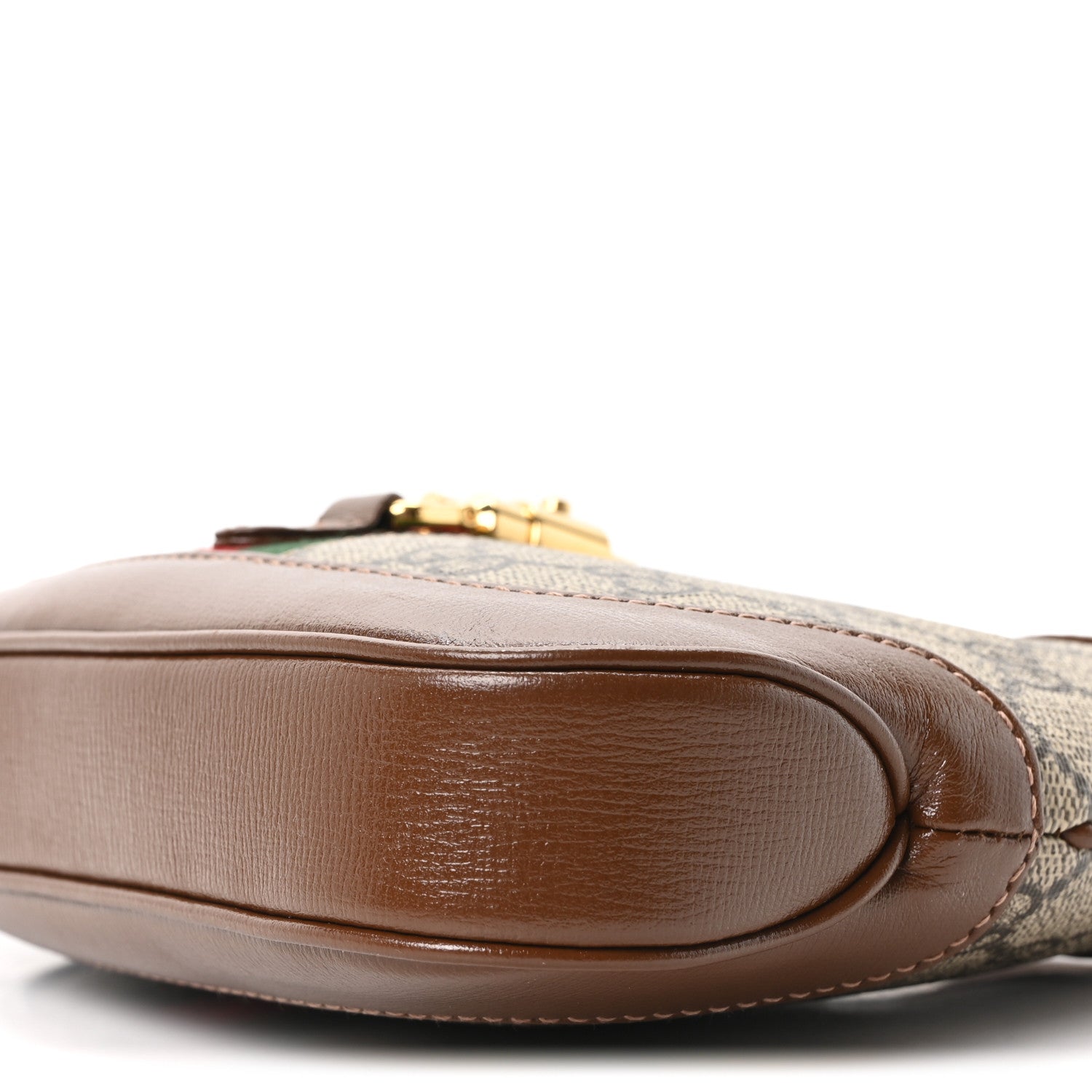 GG Supreme Monogram Azalea Calfskin Web Mini Jackie 1961 Hobo Beige Ebony Brown Sugar