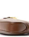 GG Supreme Monogram Azalea Calfskin Web Mini Jackie 1961 Hobo Beige Ebony Brown Sugar