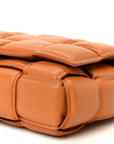 Lambskin Maxi Intreccio Padded Chain Cassette Crossbody Bag Caramel