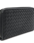 Nappa Intrecciato Zip Around Wallet Black