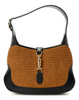 Straw Lux Boarded Dyana Lux Calfskin Small Jackie 1961 Hobo Natural Blue