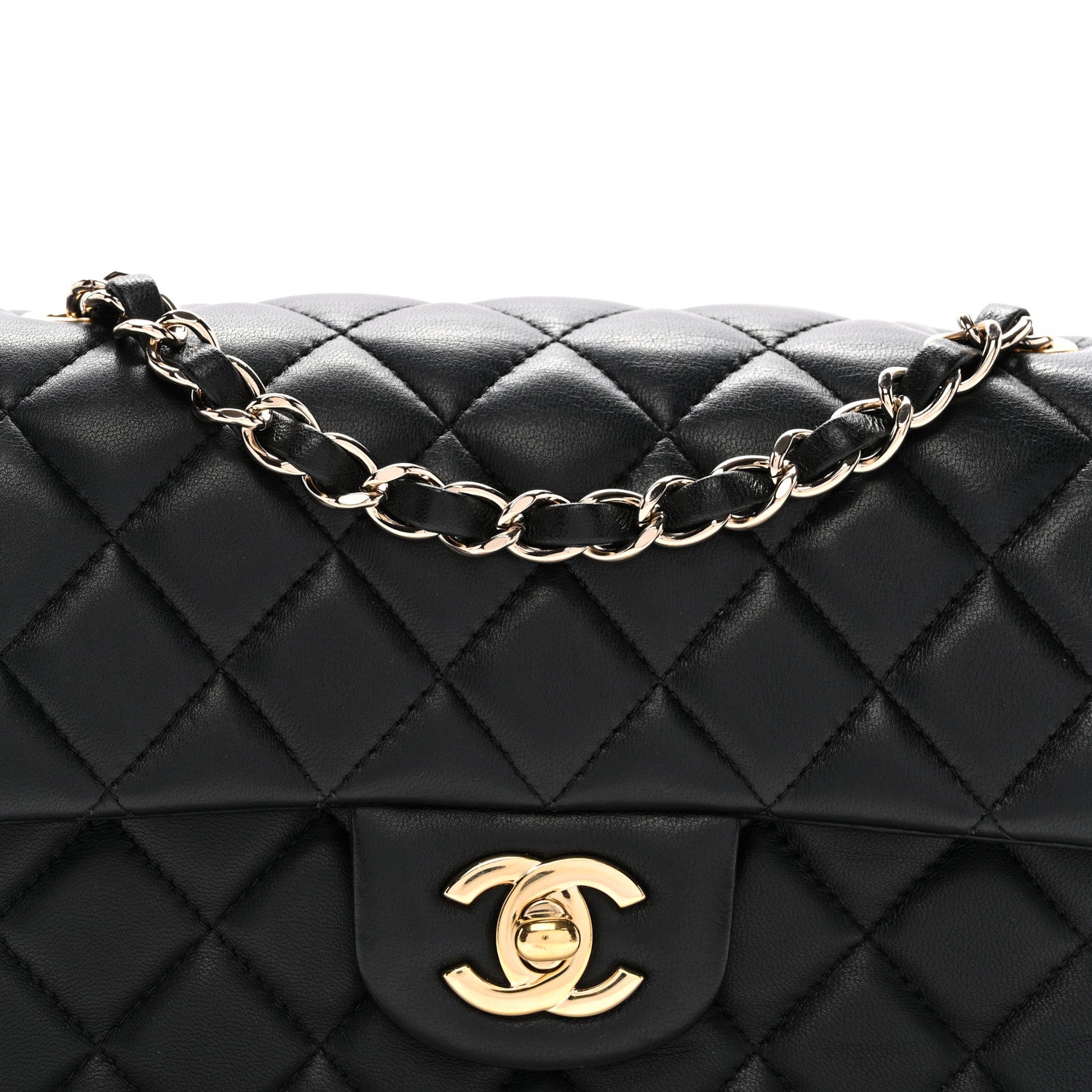Lambskin Quilted Mini Rectangular Flap Black