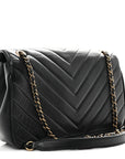 Lambskin Chevron Quilted Small Pyramid CC Flap Black