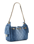 Washed Denim Quilted Mini CHNL 25 Handbag Blue