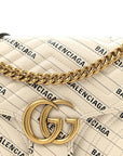 X BLNCG Calfskin Matelasse Logo Print Small GG Marmont Shoulder Bag White