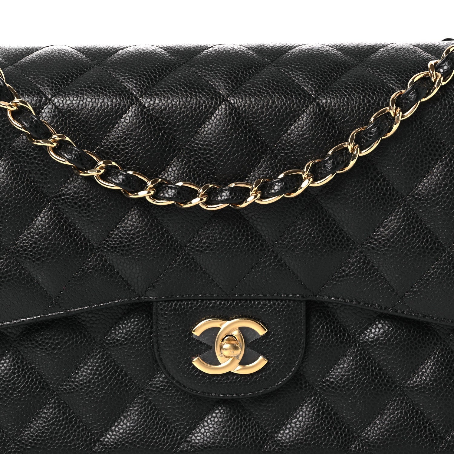 Caviar Quilted Jumbo Double Flap Black