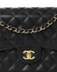 Caviar Quilted Jumbo Double Flap Black