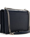Calfskin Crocodile Embossed Medium Monogram Sunset Navy