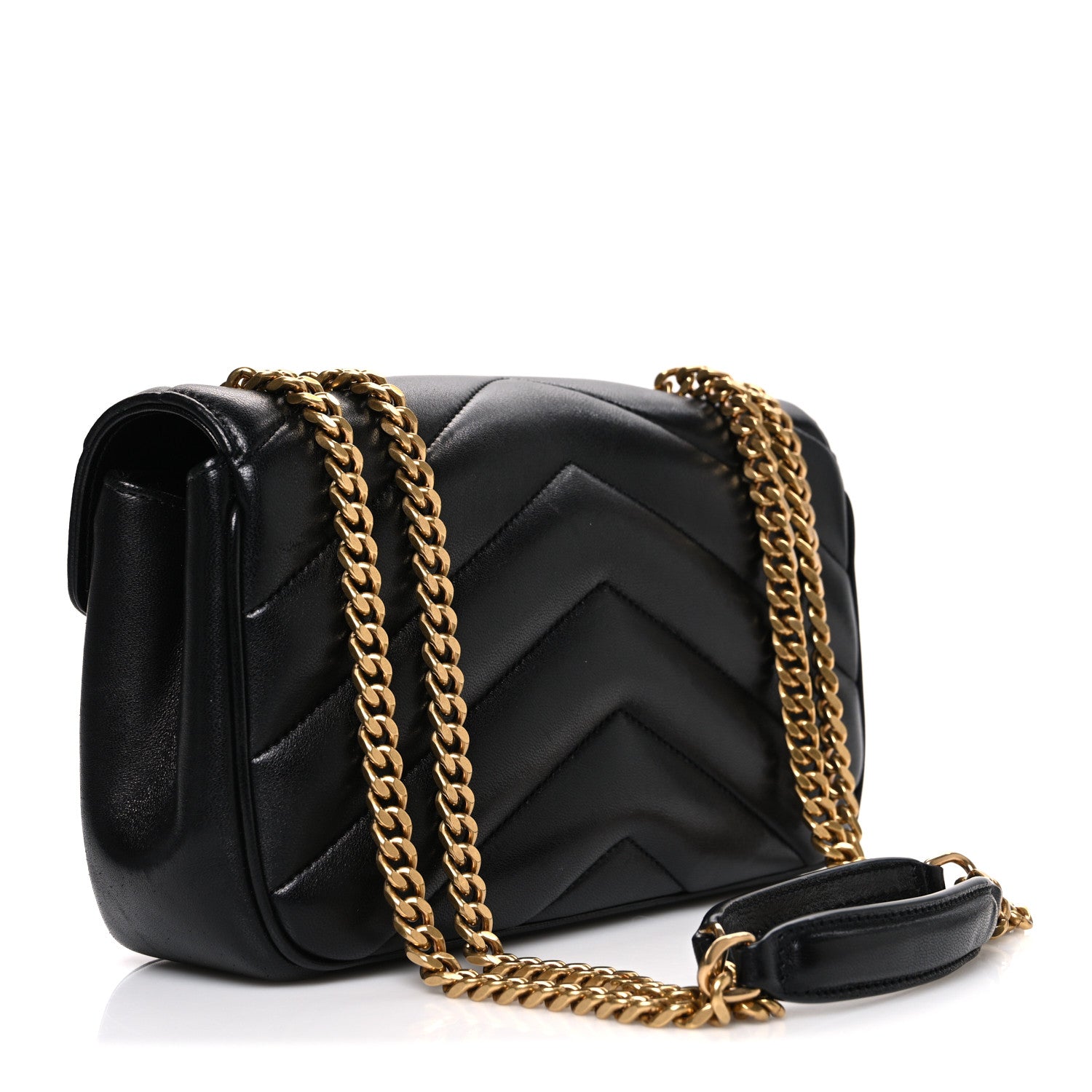 Lambskin Chevron Quilted Small Loulou Black