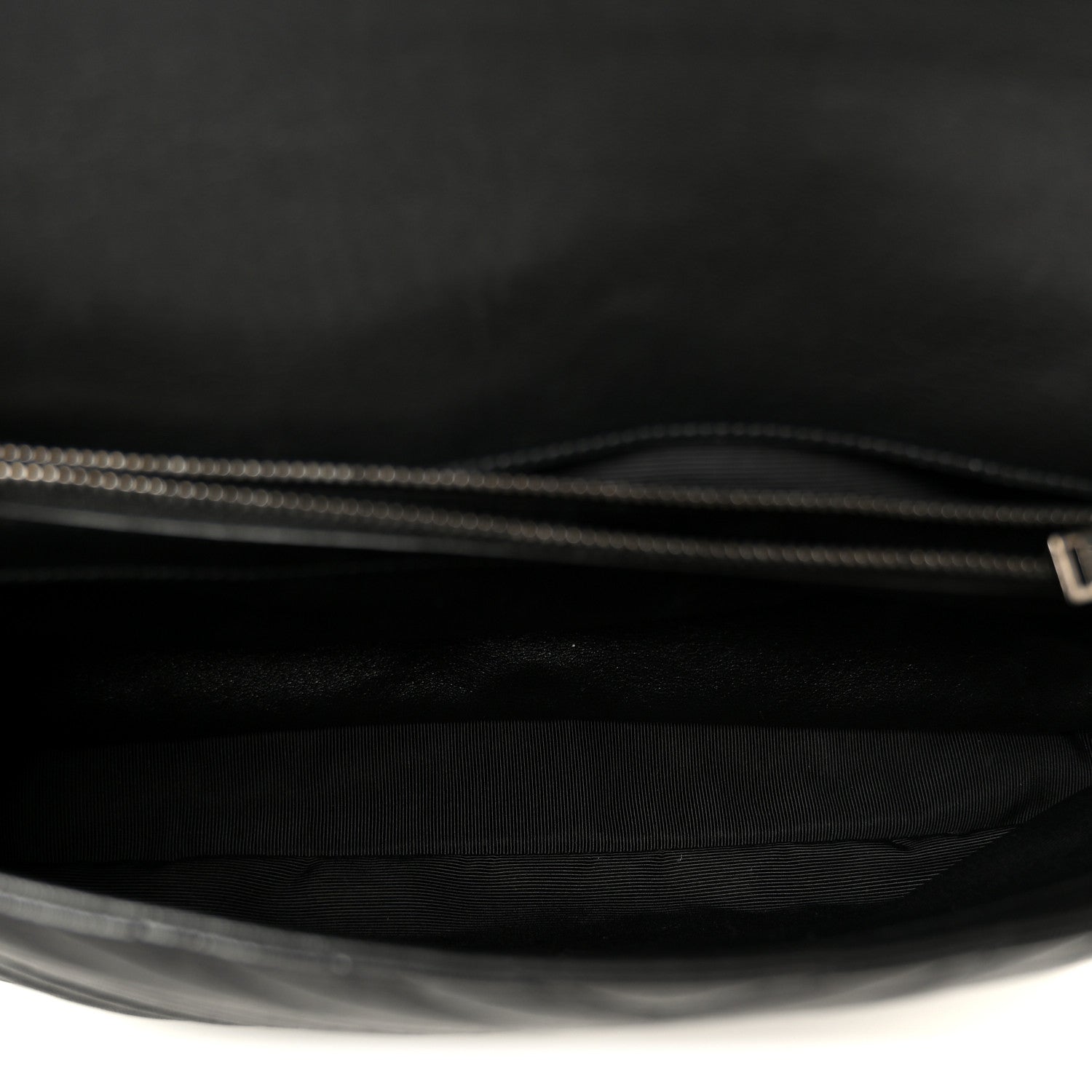 Sheepskin Matelasse Chevron Monogram Large College Satchel Black