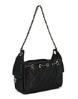 Denim Quilted Mini CHNL 25 Handbag Dark Blue