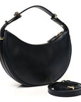 Soft Calfskin Arque Shoulder Bag Black