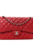 Caviar Quilted Jumbo Double Flap Dark Red