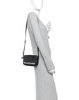 Signature Grained Calfskin Logo XS Ville Camera Bag Black White