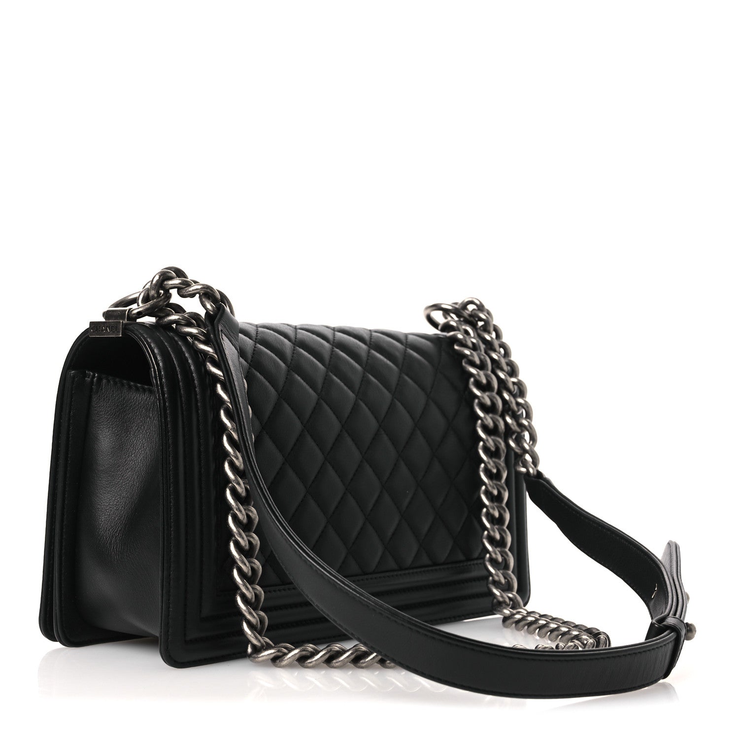 Calfskin Quilted Medium Boy Flap Black