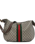 GG Supreme Monogram Web Ophidia Half Moon Hobo Brown