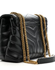 Calfskin Y Quilted Monogram Small Loulou Chain Satchel Black