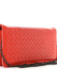 Nappa Intrecciato Continental Wallet on Chain Red