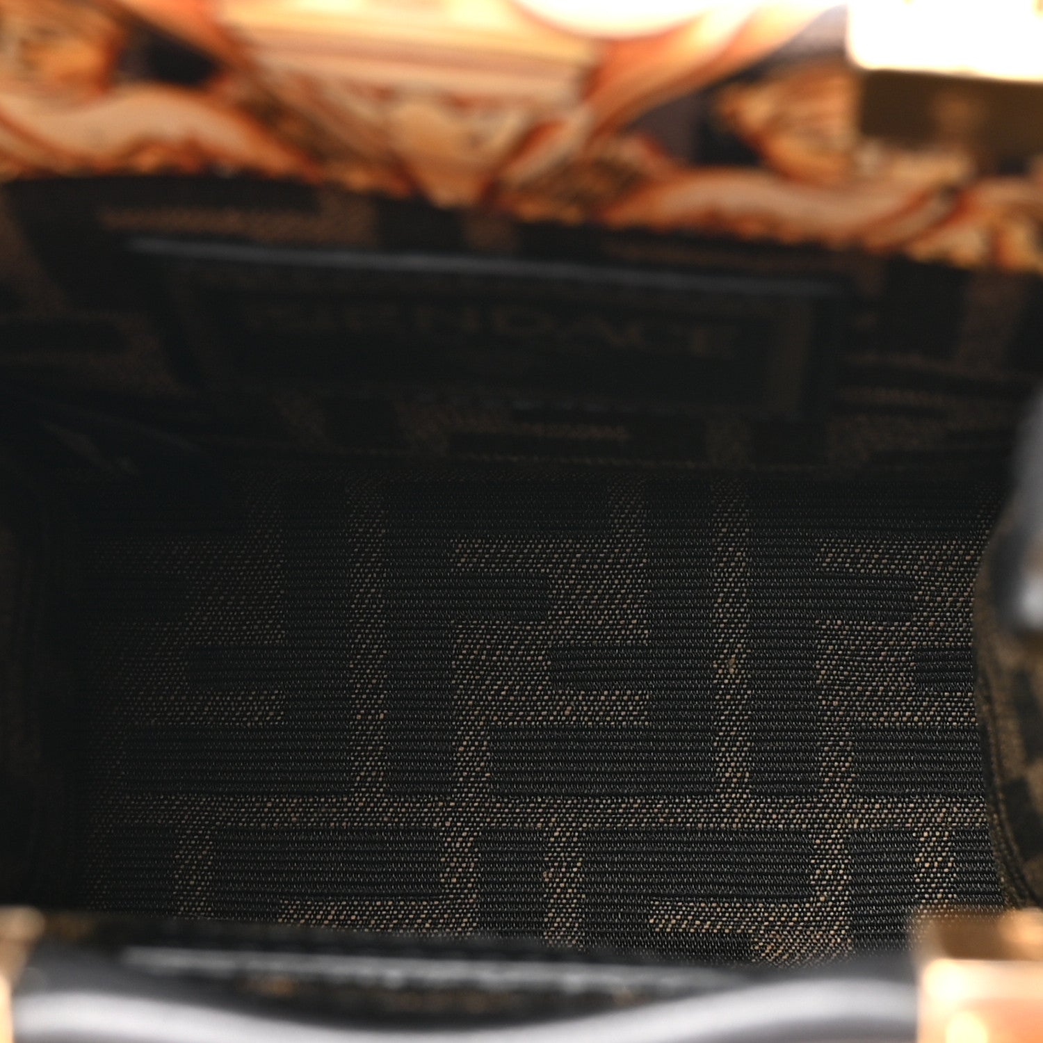 X VERSACE Vitello King Catalan Mirror Plexiglass Fendace FF Baroque Logo Mini FNDI Sunshine Shopper Tote Black Gold