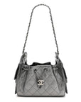 Metallic Caviar Quilted Mini CHNL 25 Handbag Anthracite