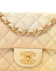 Metallic Goatskin Quilted Mini Rectangular Flap Gold